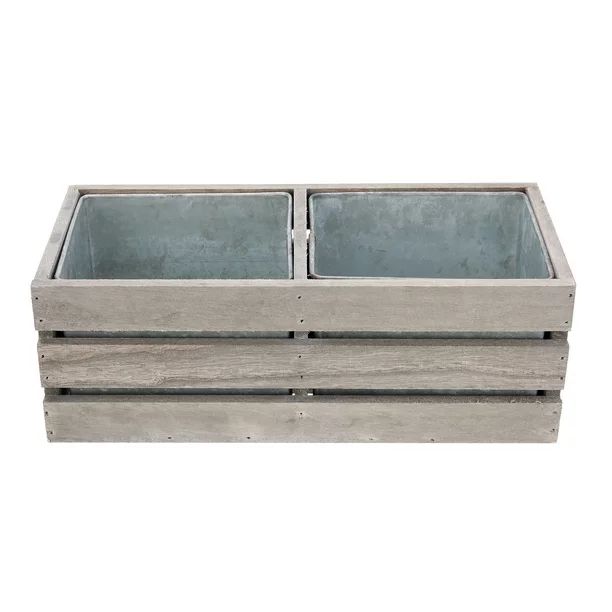 Mainstays Grey Wood Decorative Planter with Removable Metal Inserts - Walmart.com | Walmart (US)