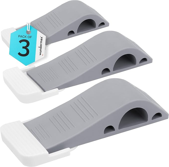 Wundermax Rubber Door Stoppers for Bottom of Door Stop - Pack of 3 Rubber Wedge for Carpet, Hardw... | Amazon (US)