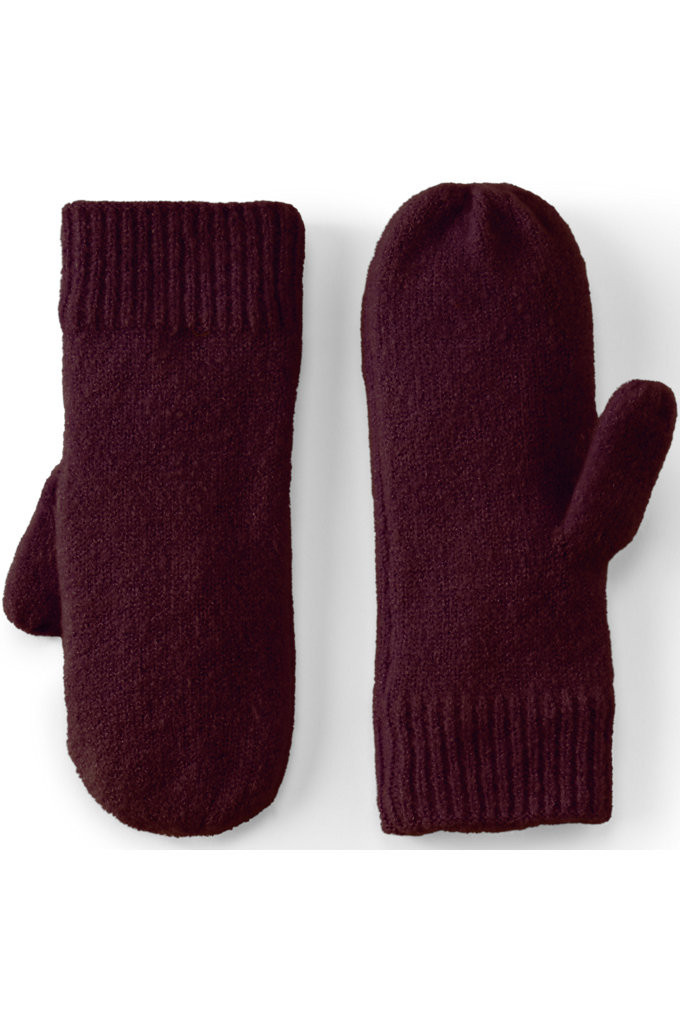 Women's Cashtouch Knit Mittens - Lands' End - Red - L-XL | Lands' End (US)