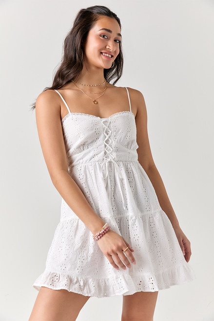 Marta Tie Front Eyelet Mini Dress | Francesca's