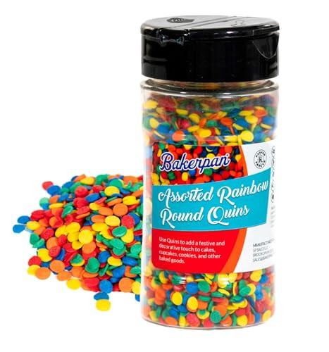 Bakerpan Quins Sprinkles for Cake Decorating - Rainbow Sprinkles 4 Ounces - Rainbow Edible Confetti Sprinkles for Cupcakes, Ice Cream, Cookies, Cakes (Made in USA) | Amazon (US)
