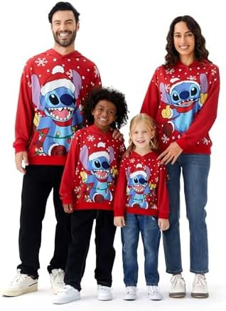 Disney Mickey and Friends Family Matching Christmas Hooded Sweatshirt Casual Mickey Snow Pattern ... | Amazon (US)