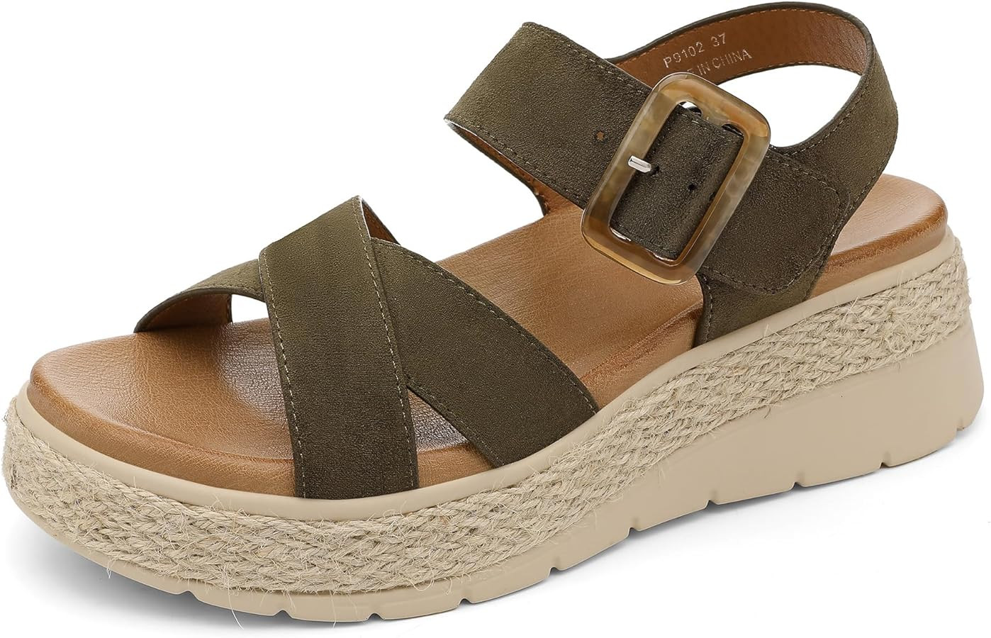 UBFEN Womens Espadrille Platform Sandals Low Wedge Heel - Orthopedic Arch Support, Cushion Insole... | Amazon (US)