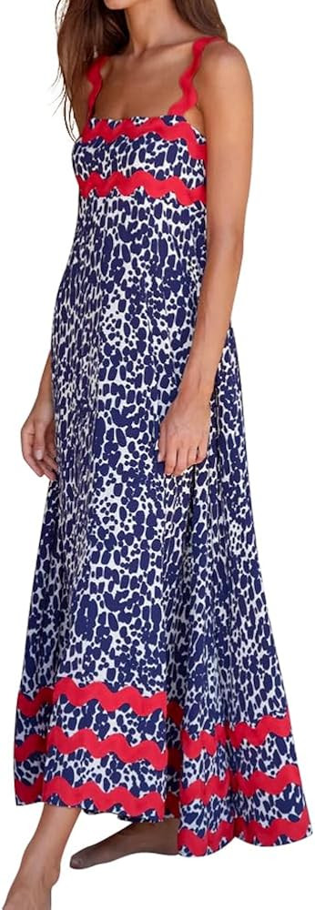 IDOPIP Womens Summer Casual Dress Beach Floral Maxi Dress Elegant Spaghetti Sleeveless Smocked Su... | Amazon (US)
