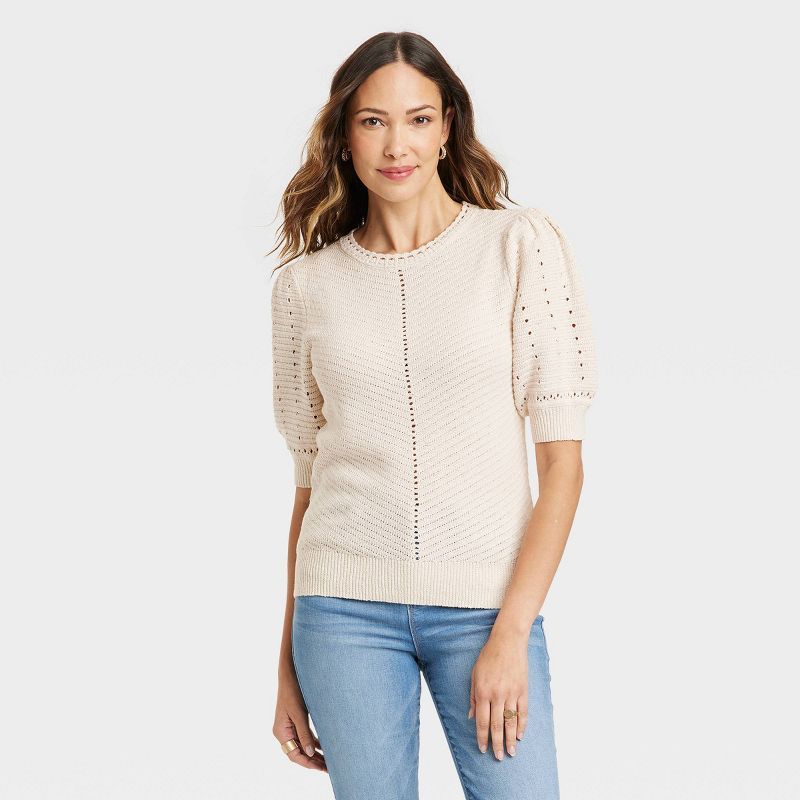 Women's Crewneck Pointelle Sweater - Knox Rose™ | Target