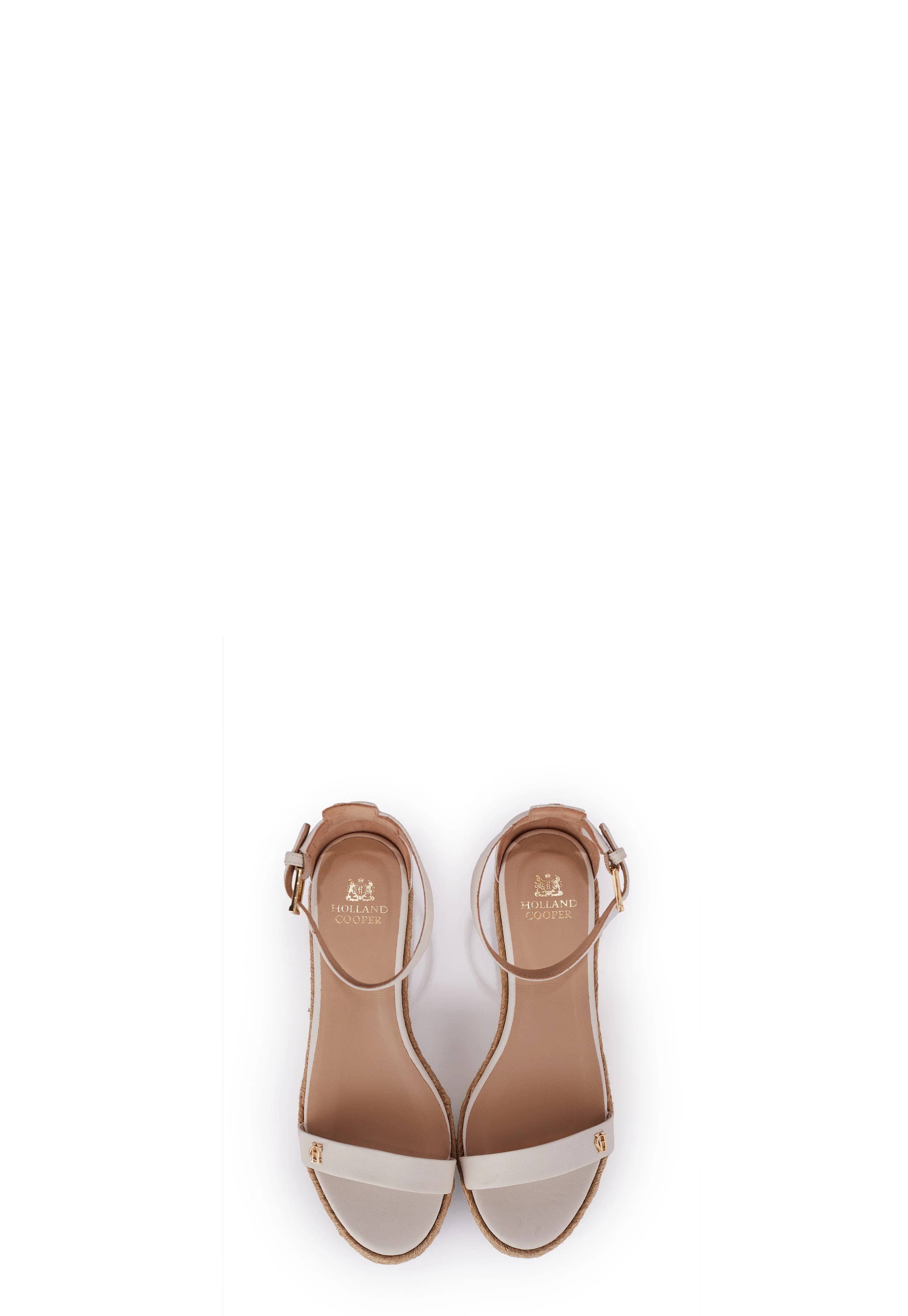 St Lucia Espadrille Wedge (Cream Leather) | Holland Cooper