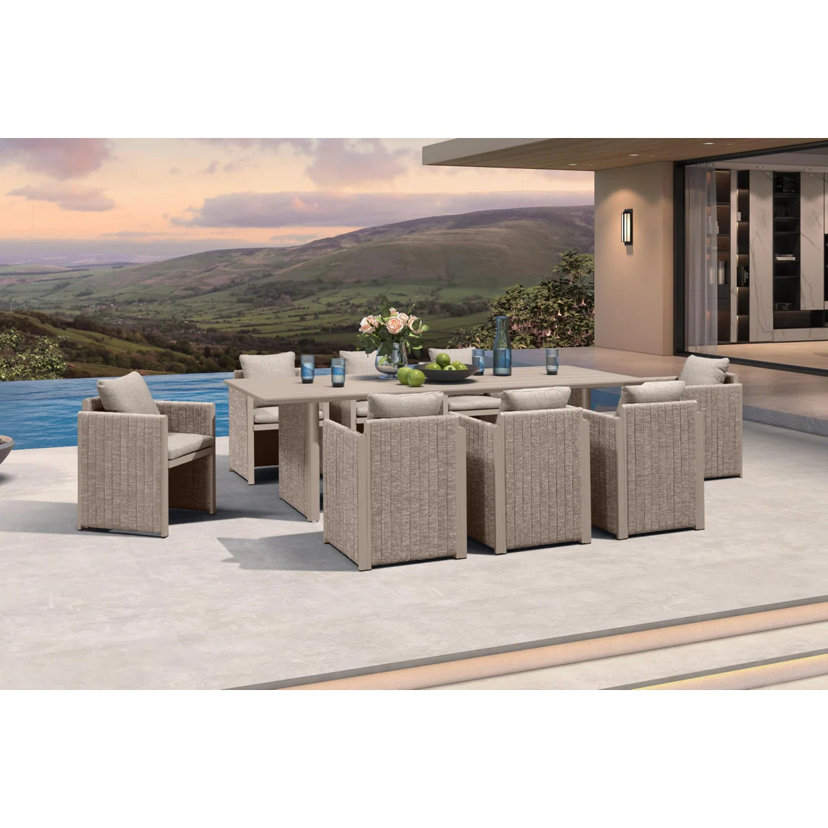 Patio Dining Furniture Set Modern Outdoor Furniture Set Aluminum Dining Table And Chairs With Ole... | Wayfair North America