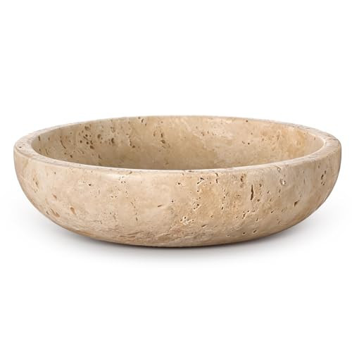 LemonRoad Travertine Decorative Bowl 7.8"x 2" Marble Round Stone Bowl for Entryway Key, Fruit, Kitchen Counter, Dining Table Centerpiece, Office Decor(Beige) | Amazon (US)