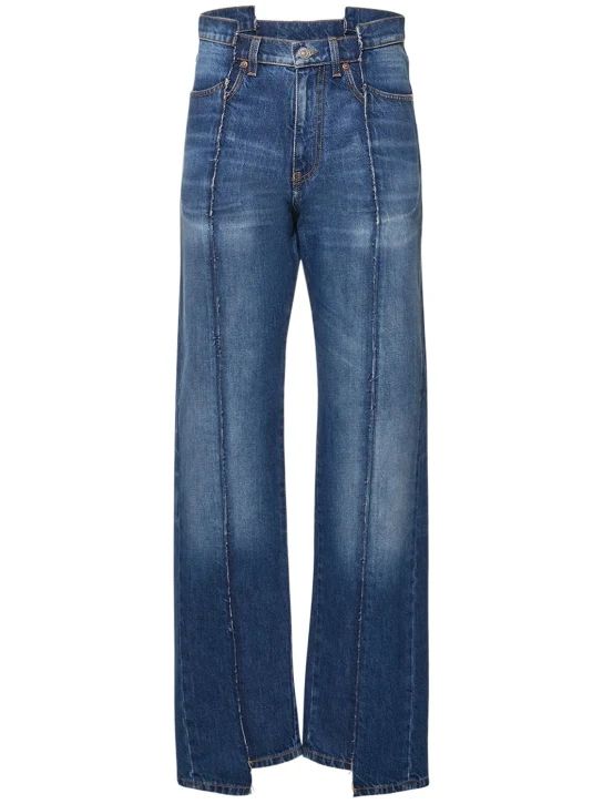 Deconstructed slim cotton jeans - Victoria Beckham - Women | Luisaviaroma | Luisaviaroma