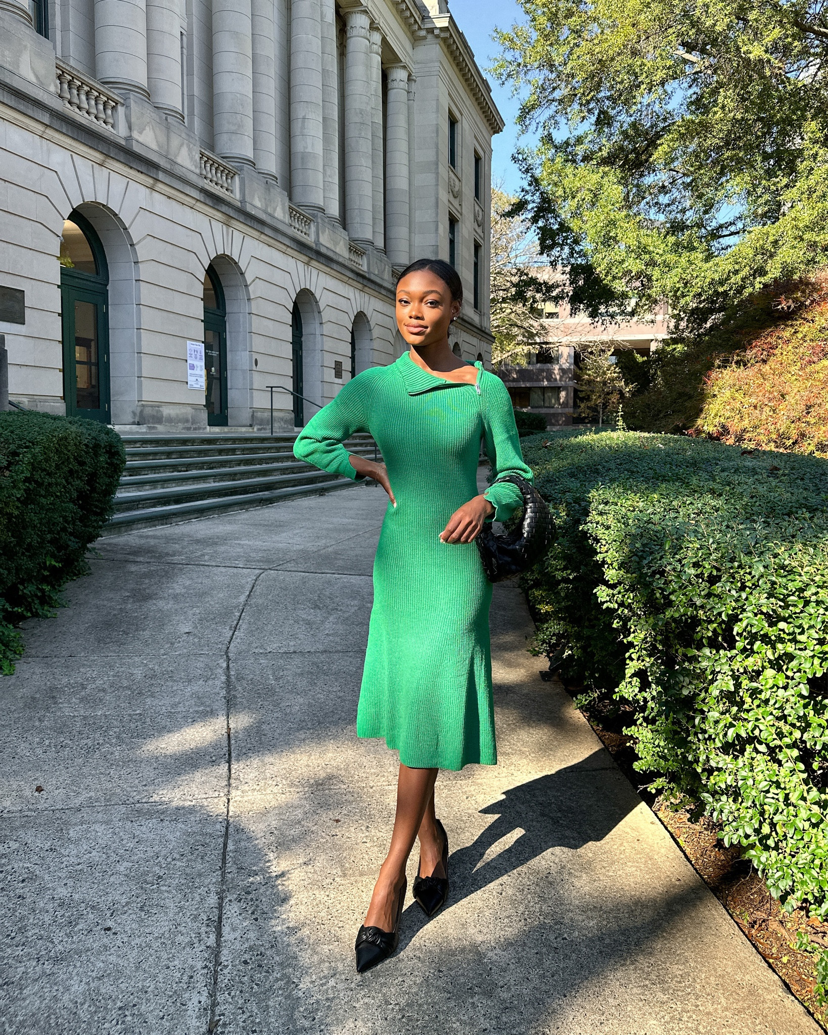 Green dress (xs), sweater dress, black heels, Walmart fashion 

#LTKunder100 #LTKHoliday #LTKworkwear