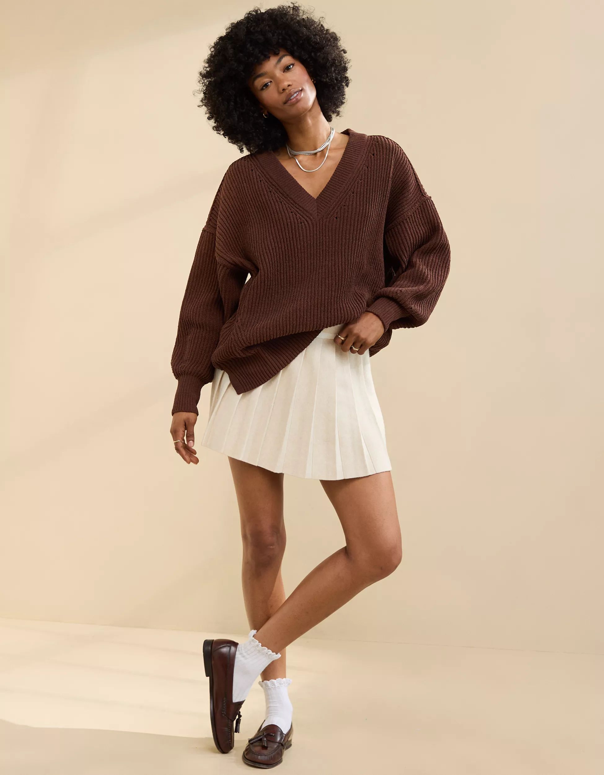 Aerie Pleated Sweater Mini Skirt | Aerie