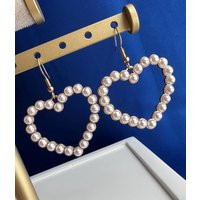 Pearl Heart Gold Earrings | Etsy (US)