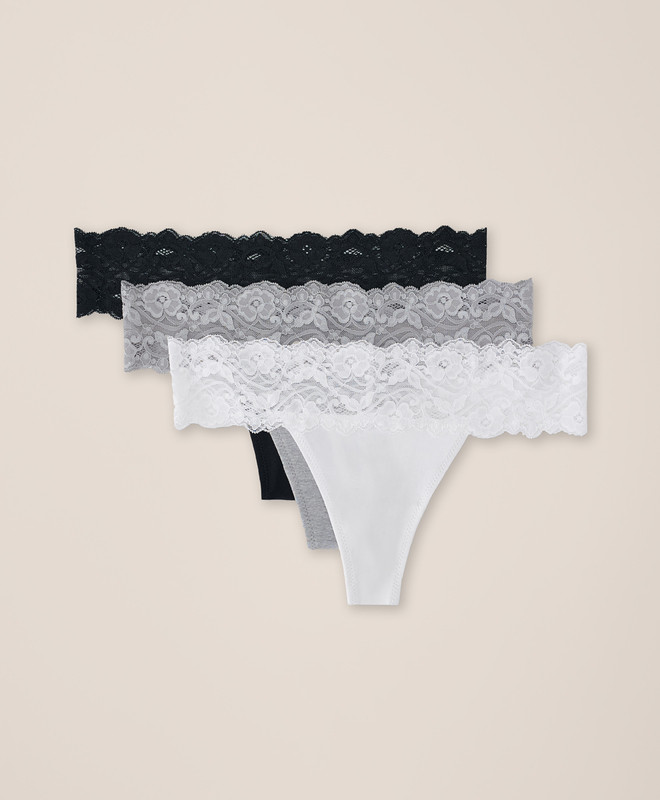 Women’s Lace Waist Thong 3-pack made with Organic Cotton | Pact | Pact Apparel
