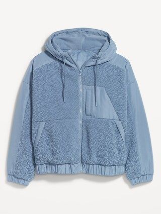 Hooded Sherpa Hybrid Jacket for Women | Old Navy (US)