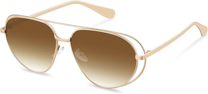 YDAOWKN Retro Oversized Aviator Sunglasses for Women Men Gold Metal Trendy Aviators Sun Glasses | Amazon (US)