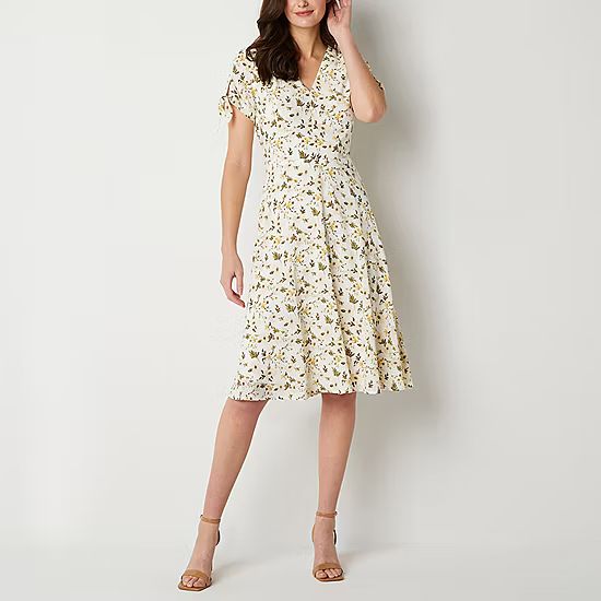 R & K Originals Short Sleeve Floral Fit + Flare Dress | JCPenney