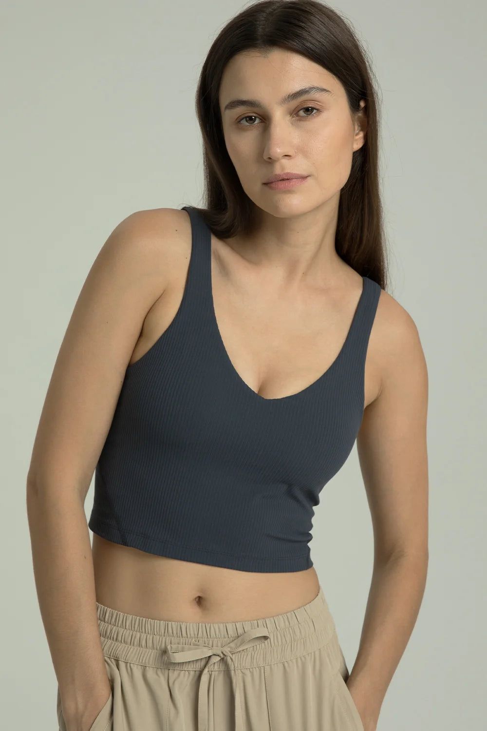 Dreamlux Ribbed V-Neck Cropped Tank | Colorfulkoala