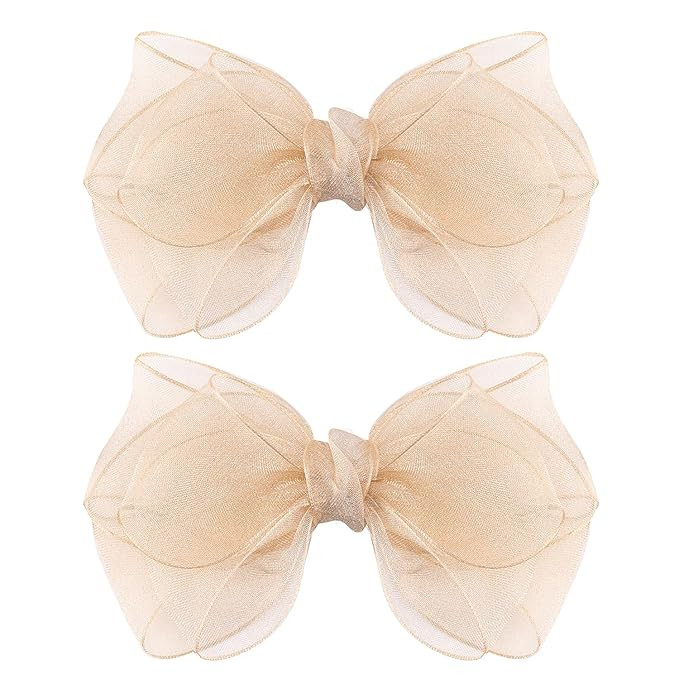 5.5-Inch Organza Double Hair Bows Alligator Clips Hair Accessories for Girls Toddler Kids Childre... | Amazon (US)