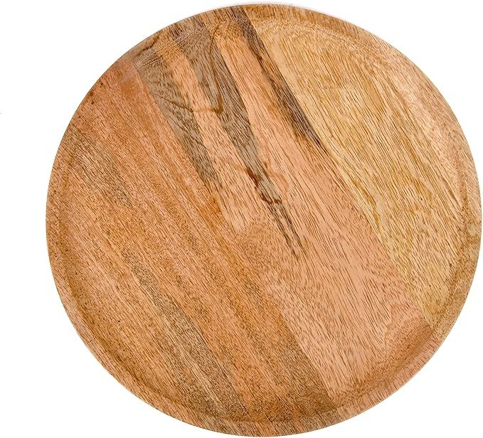 Wood Serving Charger Plates - Dinnerware Round Rustic Thanksgiving Centerpiece Tableware Dining f... | Amazon (US)