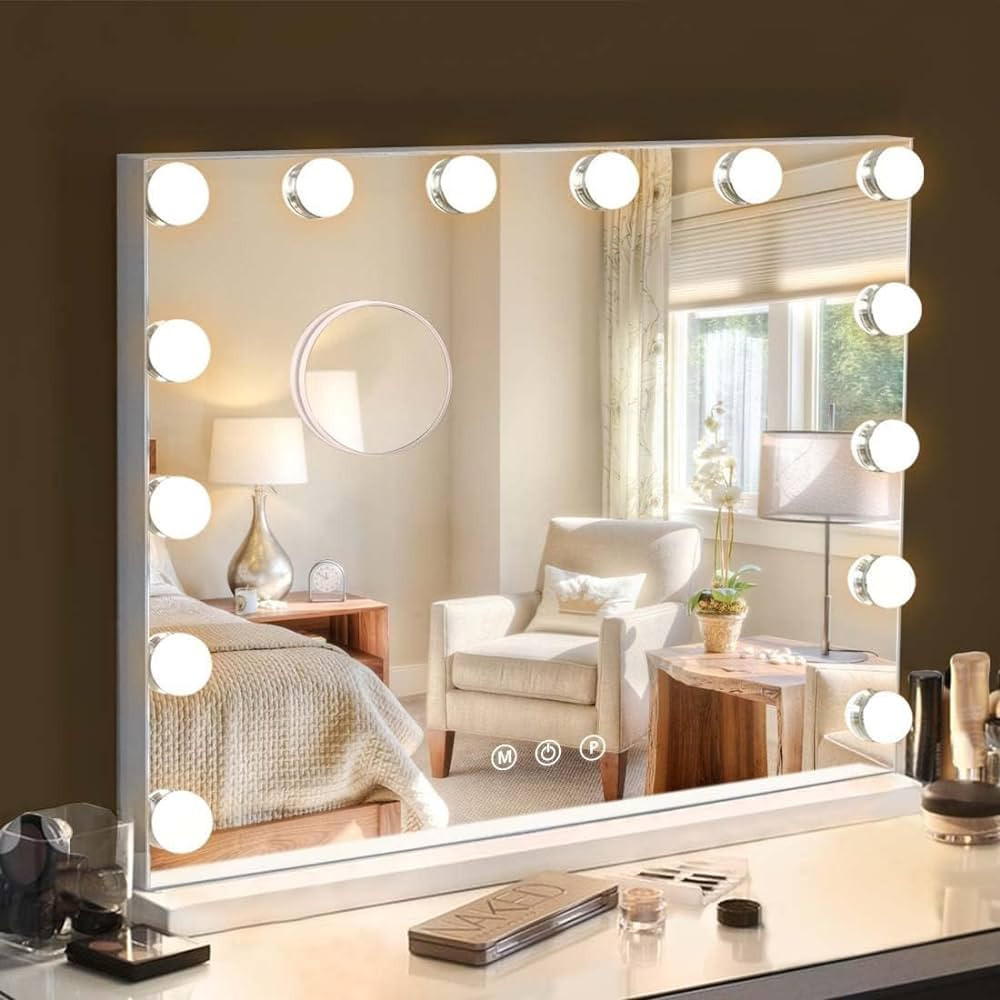 Hansong Vanity Mirror with Lights Hollywood Makeup Mirror with 14 Dimmable LED Bulbs for Bedroom ... | Amazon (US)