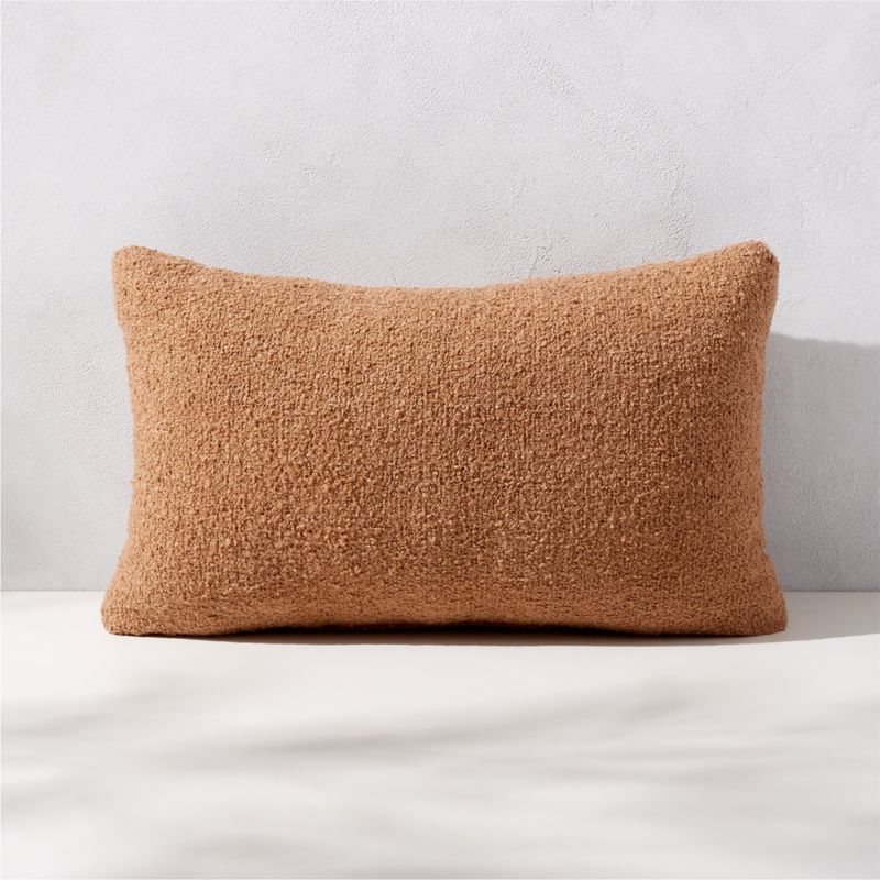 Silves Modern Light Brown Boucle Outdoor Throw Pillow 20x12 + Reviews | CB2 | CB2