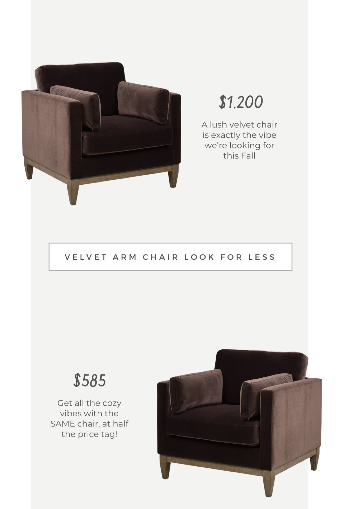 Brown velvet armchair look for less #copycatchic

#LTKhome #LTKsalealert