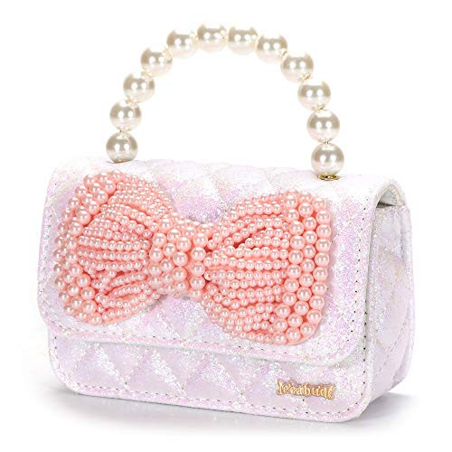 Gifts for Little Girls Cute Toddler Purse Kids Baby Sparkly Bow Handbags Small Crossbody Shoulder Bags Toys Presents (White) | Amazon (US)