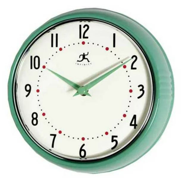 Infinity Instruments-Green Round Metal Retro 9.5 in. Wall Clock - Walmart.com | Walmart (US)