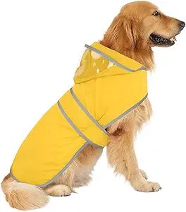 HDE Dog Raincoat with Clear Hood Poncho Rain Jacket for Small Medium Large Dogs Yellow - 3XL | Amazon (US)