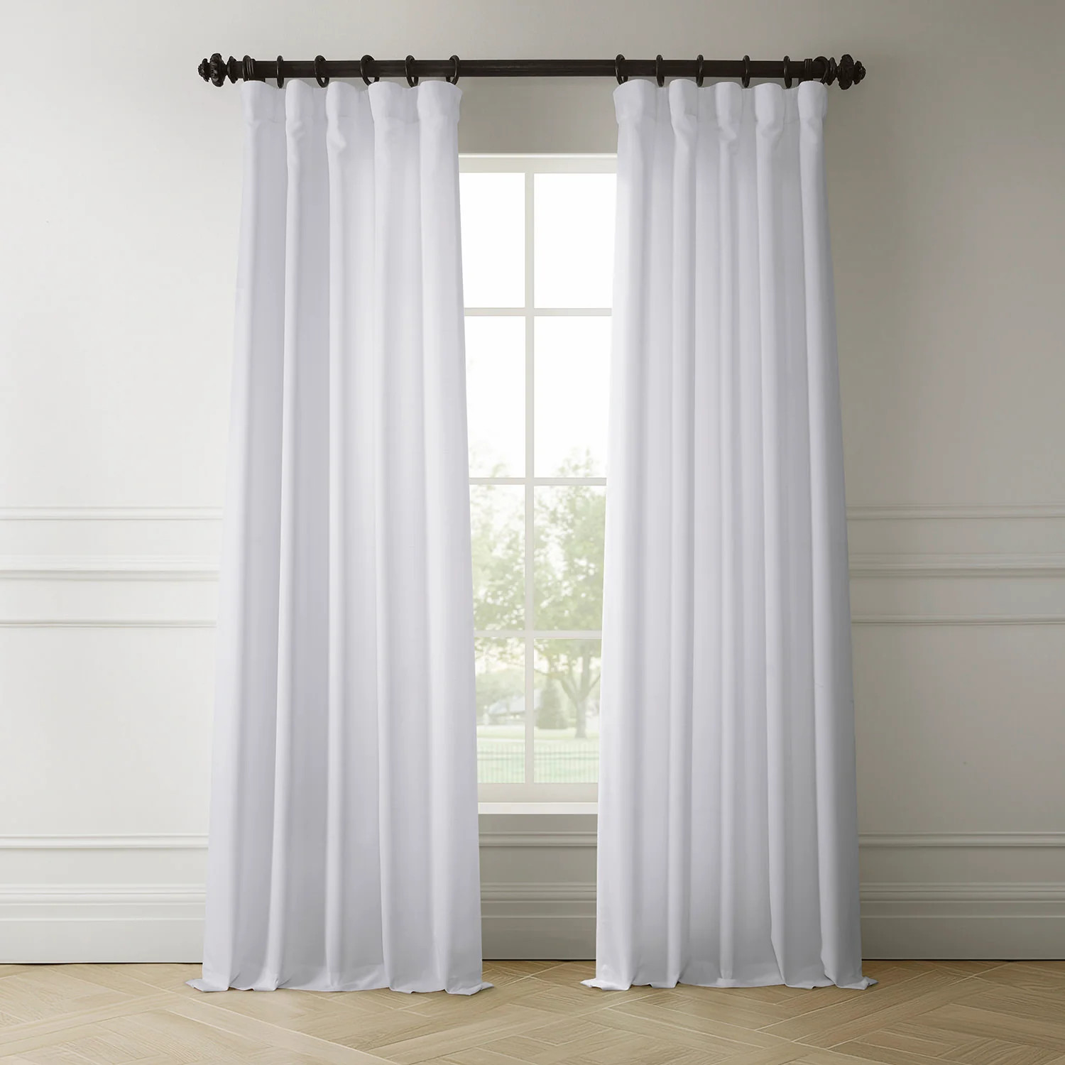 Dove White Italian Faux Linen Room Darkening Curtain | Half Price Drapes