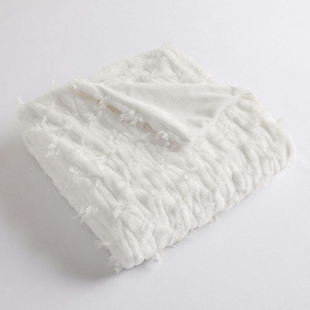 LoveShackFancy Sweet Bows Fur Throw, 40x50, Ivory | Pottery Barn Teen