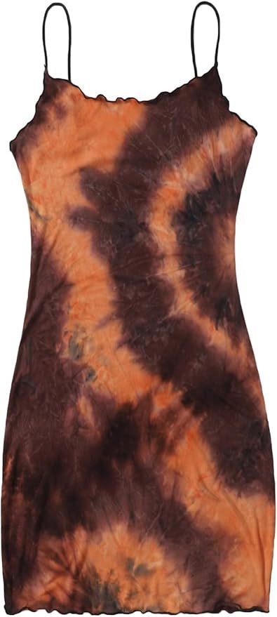 SheIn Women's Sexy Sleeveless Strappy Lettuce Rib Knit Bodycon Pencil Cami Dress | Amazon (US)