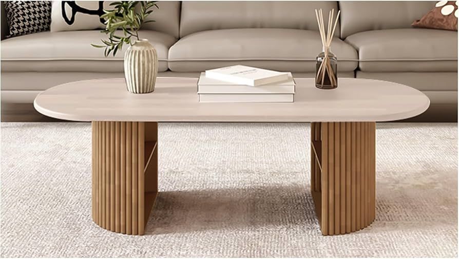 39.3in Large Coffee Table, Solid Wooden Side Table with Storage Function, White Living Room Table... | Amazon (US)