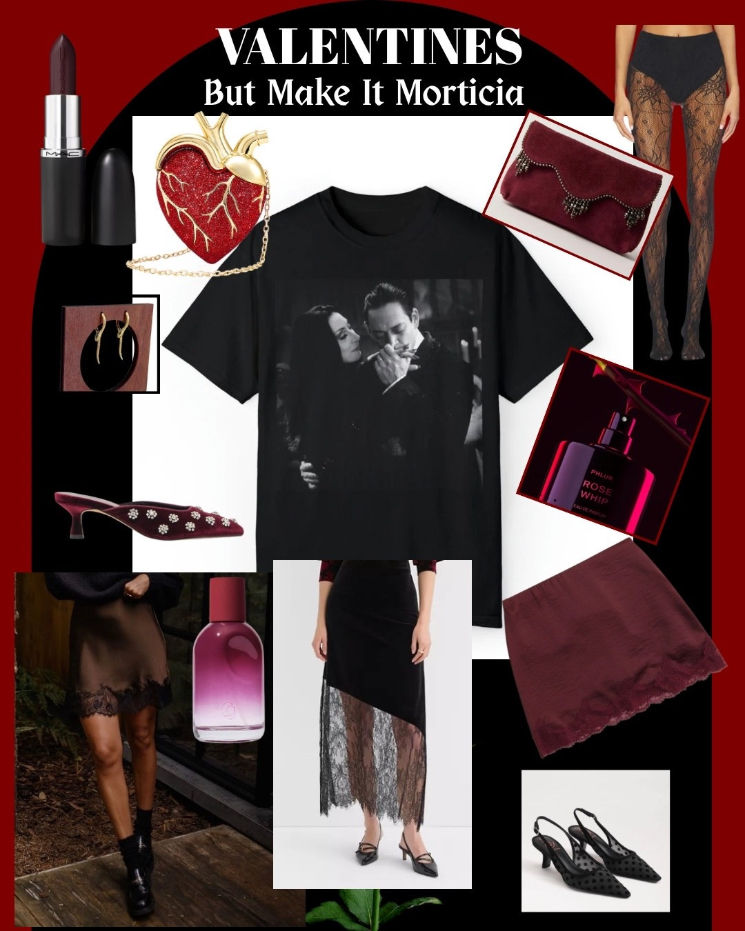 Valentine’s Day, but make it Morticia Addams 🖤

Dark romance, eternal devotion, dramatic silhouettes, and a little gothic glam. This look is inspired by classic Morticia + Gomez energy — effortless, feminine, and unapologetically romantic.

A graphic Addams Family tee paired with a silky skirt, bold red lips, and a heart-shaped purse feels like the perfect modern take on dark Valentine’s style.

🖤 Romantic but not sweet
🕷️ Feminine with edge
🥀 Made for lovers of dark aesthetics

All pieces are tagged so you can recreate the look.

#LTKSeasonal #LTKootd #LTKValentine