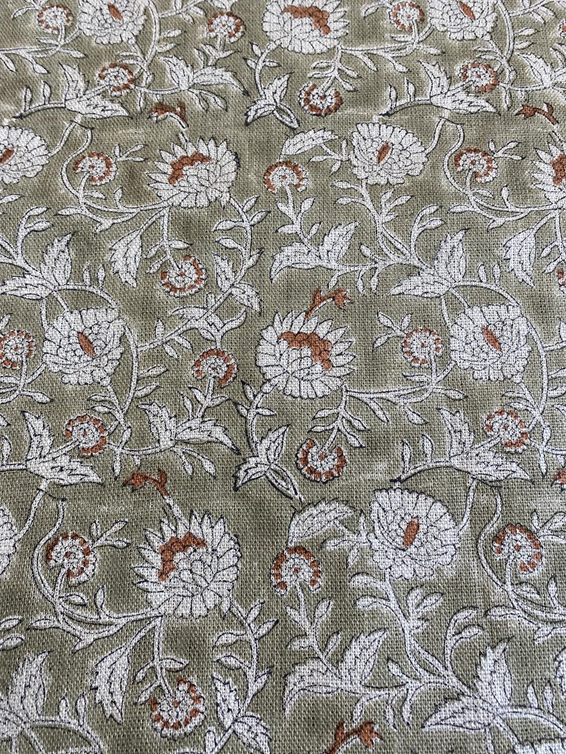 Linen Fabric Block Print Fabric in Summers Soft Linen Fabric Best for Upholstery , Cushion Cover ... | Etsy (US)