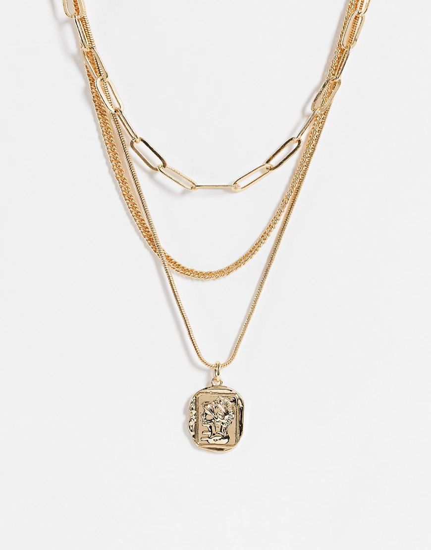 Monki Grace choker and pendant layering necklace in gold | ASOS (Global)