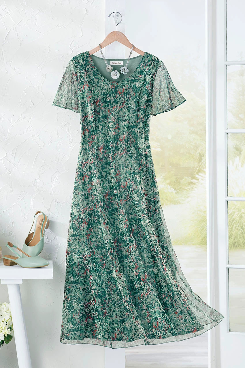Meadow Charm Mesh Dress | Coldwater Creek