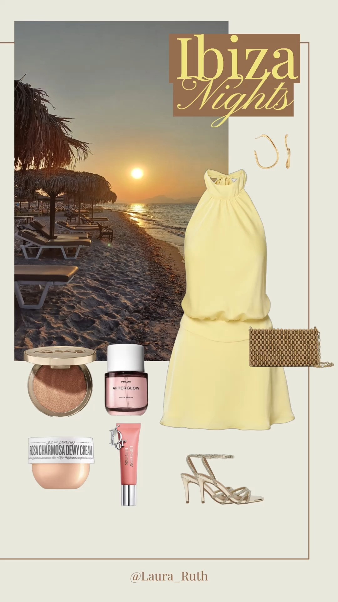 Golden hour in Ibiza ✨🌅 A butter yellow dress, golden accents, and that just-left-the-beach glow for sunset drinks with the girls. ibiza outfits, summer dresses, butter yellow @Aritzia @Sephora

#LTKsummer #LTKtravel #LTKdresses