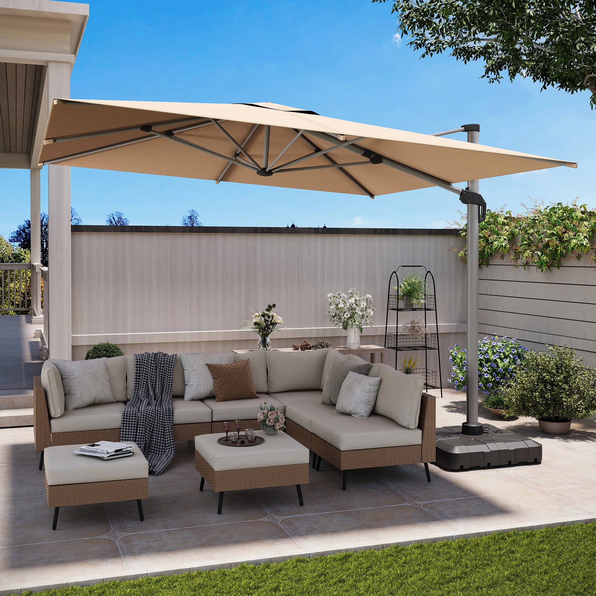 Lausaint Home Gentle Chic 132" Aluminum Cantilever Umbrella & Reviews | Wayfair | Wayfair North America