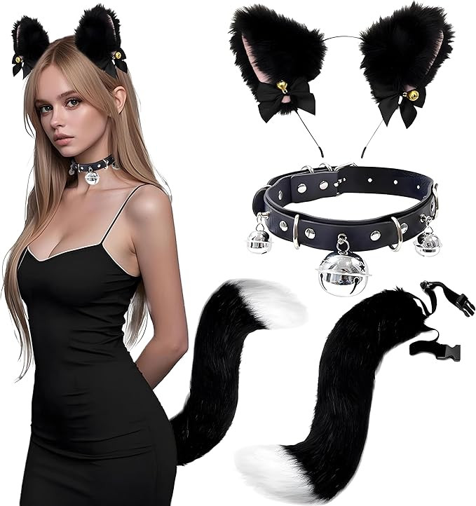 Katzenkostüm damen, Katzenohren Haarreif, Katzen Kostüm, Katze Ohren, Katzenschwanz und Katzeno... | Amazon (DE)