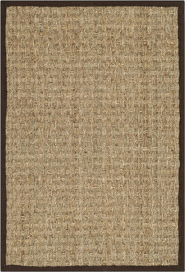 SAFAVIEH Natural Fiber Collection Accent Rug - 2' x 3', Natural & Dark Brown, Border Basketweave ... | Amazon (US)
