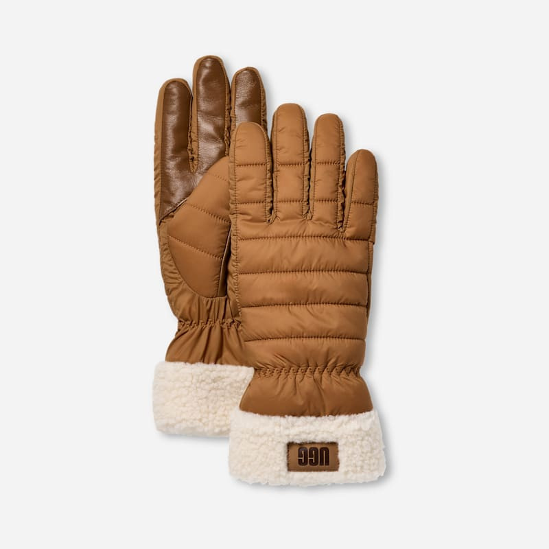 UGG® Women's AW UGG®fluff Cuff Glove Nylon in Chestnut, Size L/XL | UGG (US)