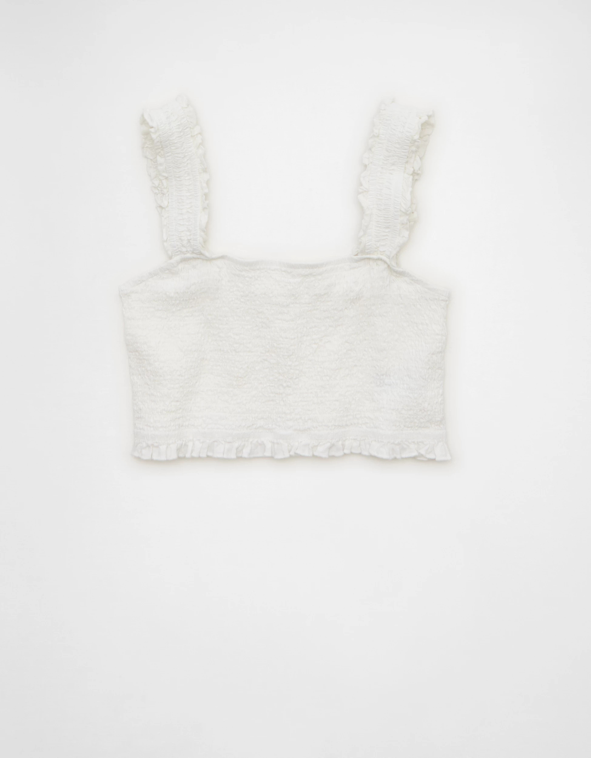 AE Cropped Linen-Blend Smocked Cami | American Eagle Outfitters (US & CA)
