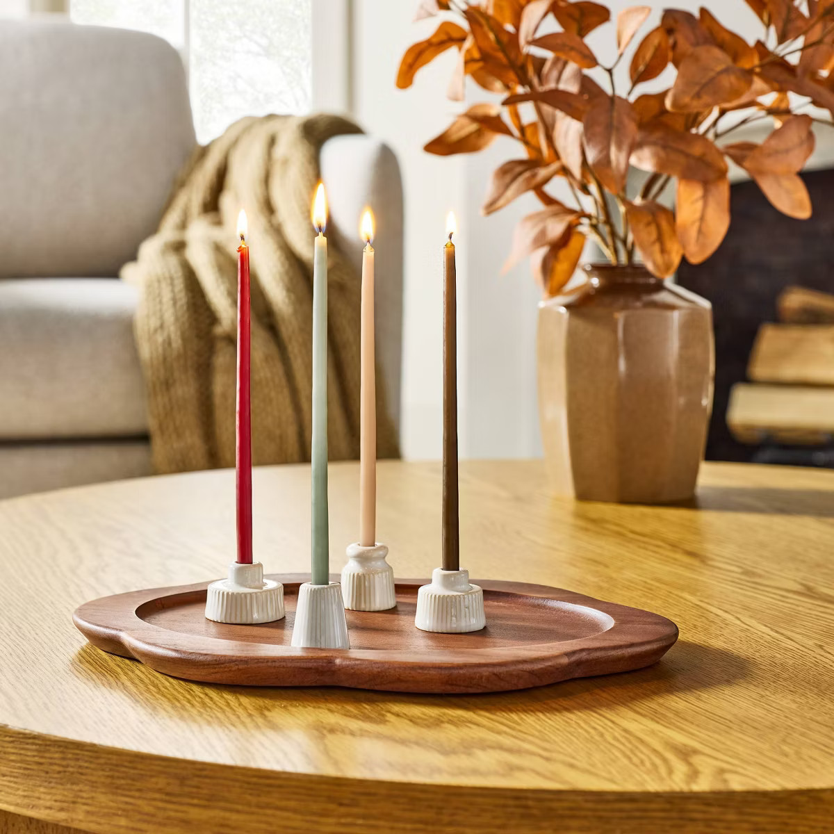 4pc Mini Ceramic Taper Candle Holders Sour Cream - Hearth & Hand™ with Magnolia | Target