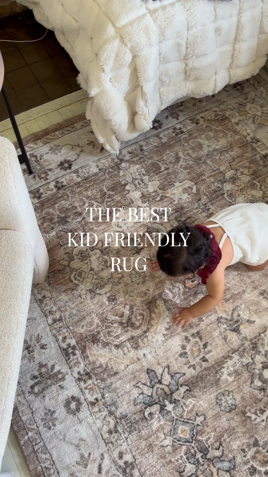 I found the PERFECT most SOFTEST kid friendly rug! My baby girl loves crawling on this. It’s a beautiful neutral color and pattern. Machine washable rug - kid and pet friendly. Better yet…it’s on MEGA flash sale right now! ✨

#LTKSaleAlert #LTKHome #LTKBaby