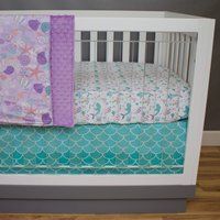 Crib Bedding, Mermaid Baby Set, Blanket, Nursery, Scales, Purple Teal Cribset, Ocean Cribset | Etsy (US)