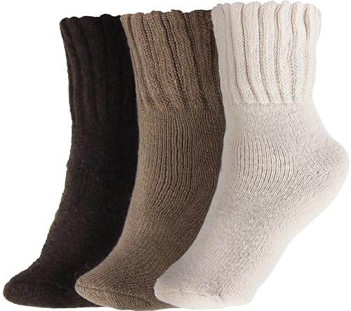 BenSorts Women Warm Solid Socks Thick Ladies Warm Cozy Crew Socks for Female Dark Light Brown Beige 3 Pairs Pack | Amazon (US)