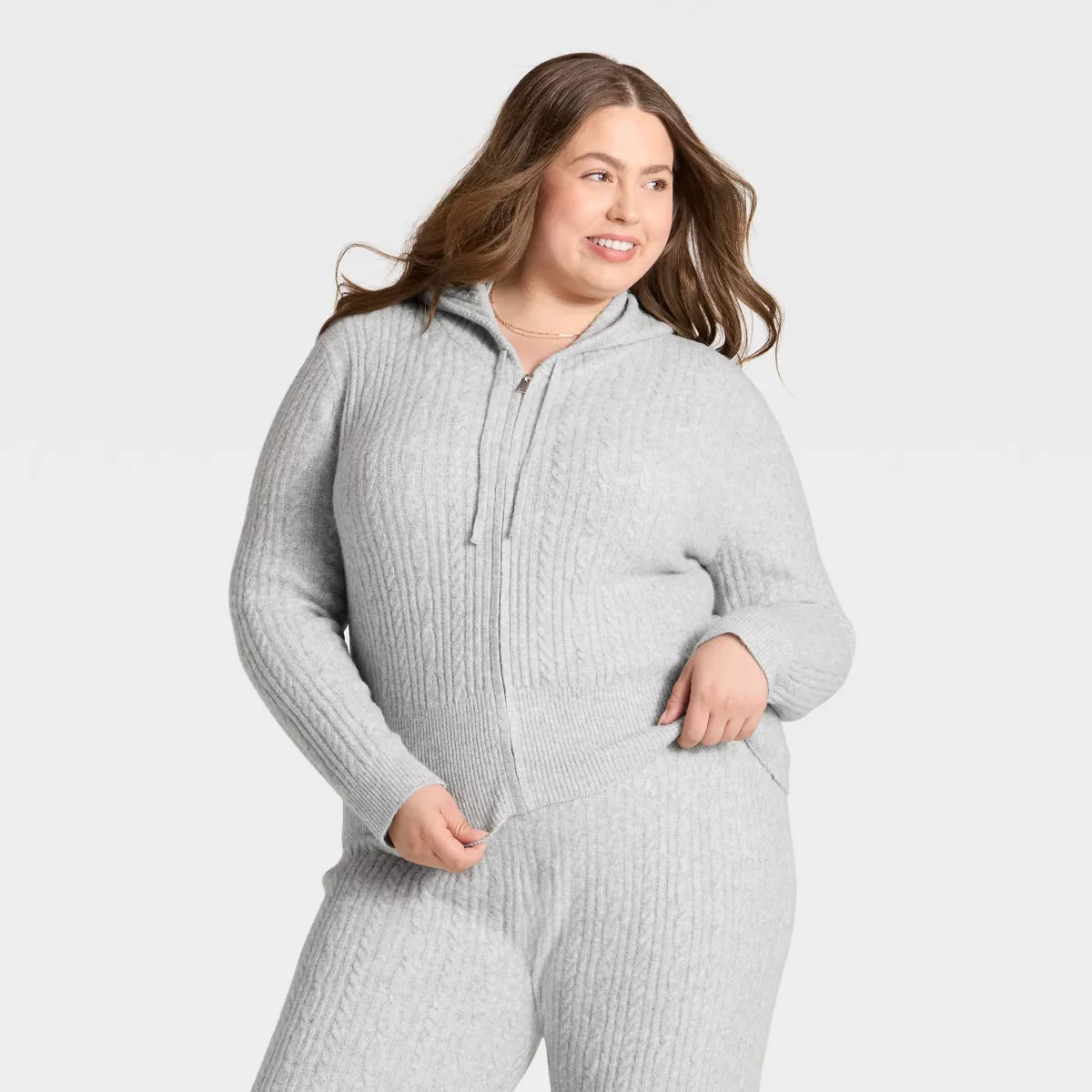 Women's Cozy Zip-Up Hoodie Cardigan Sweater - Universal Thread™ Gray XXL | Target