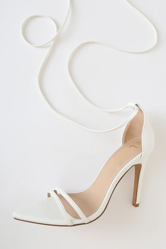 Missiee Off White Lace-Up High Heel Sandals | Lulus (US)