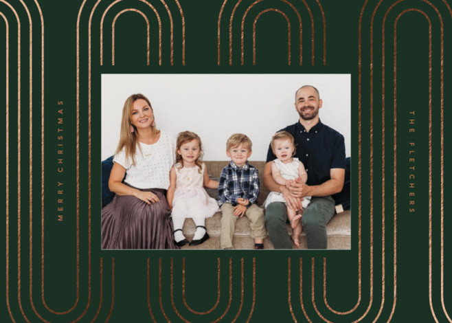 "Taffy Tracks" - Customizable Foil-pressed Holiday Cards in Green by Danie Romrell. | Minted